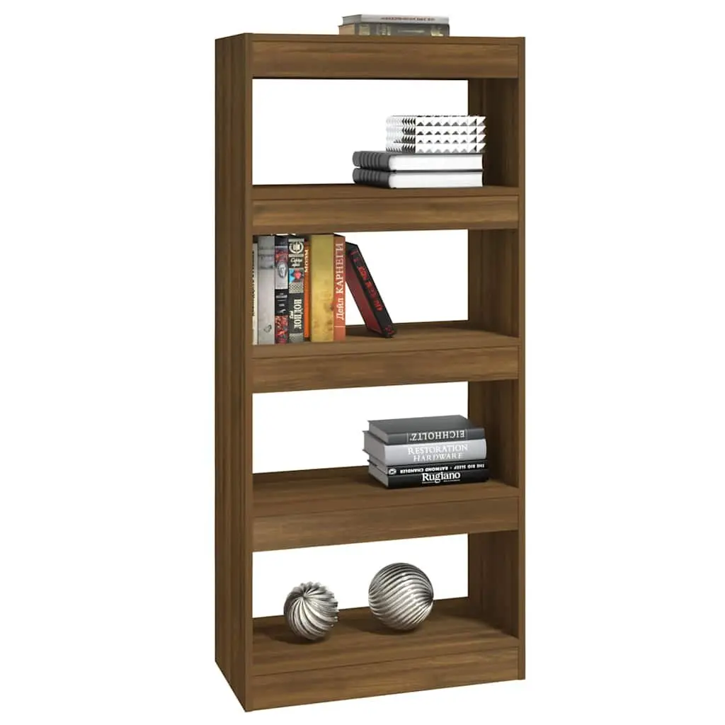 Room Divider Book Cabinet Engineered Wood Brown Oak 60x30x135 cm