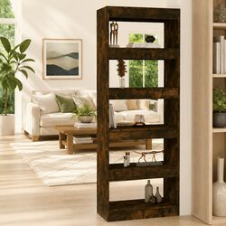 Practical Smoked Oak Book Cabinet for Any Room 60x30x166cm