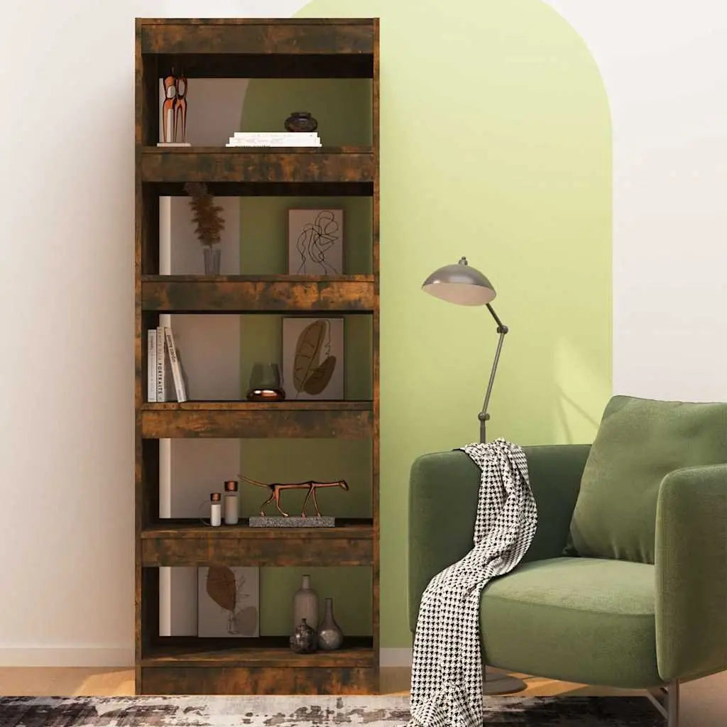 Book Cabinet Smoked Oak Engineered Wood 60x30x166cm Shelf Storage Room Divider