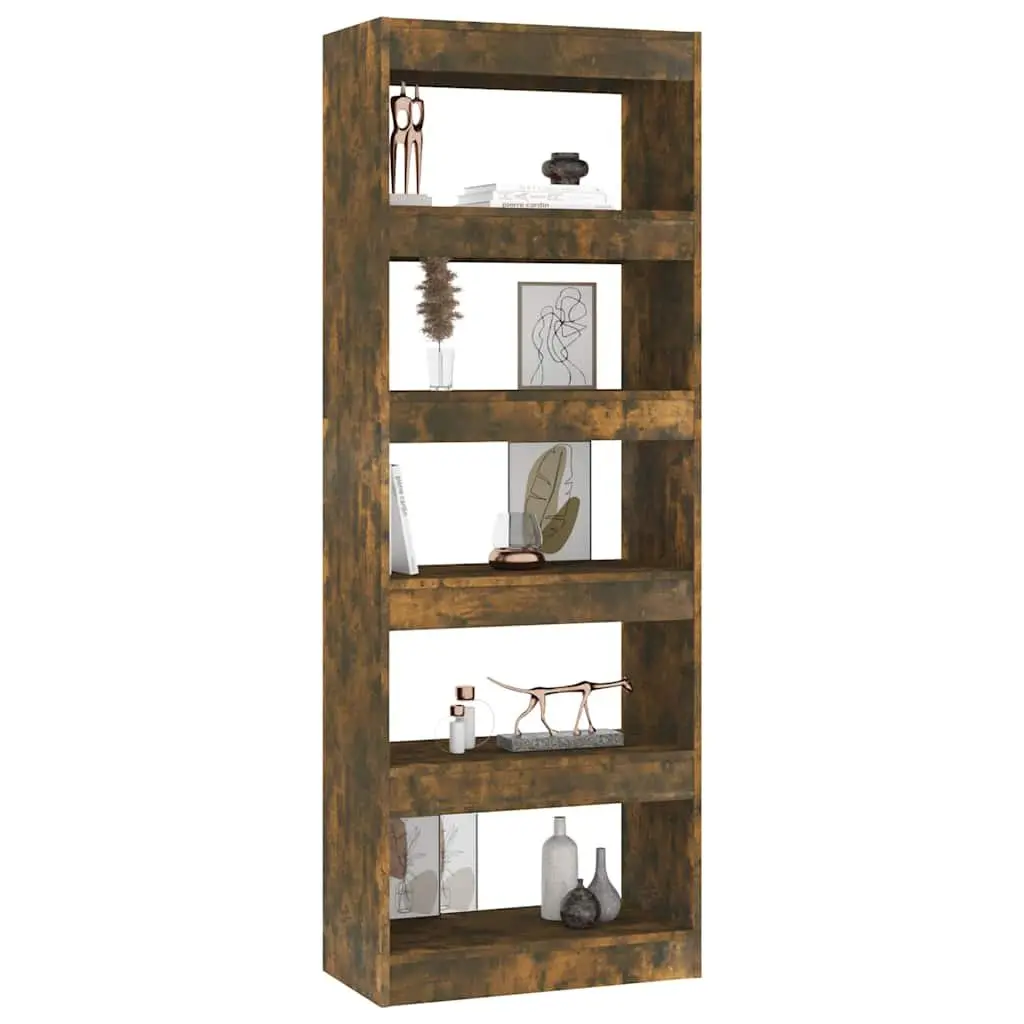 Book Cabinet Smoked Oak Engineered Wood 60x30x166cm Shelf Storage Room Divider