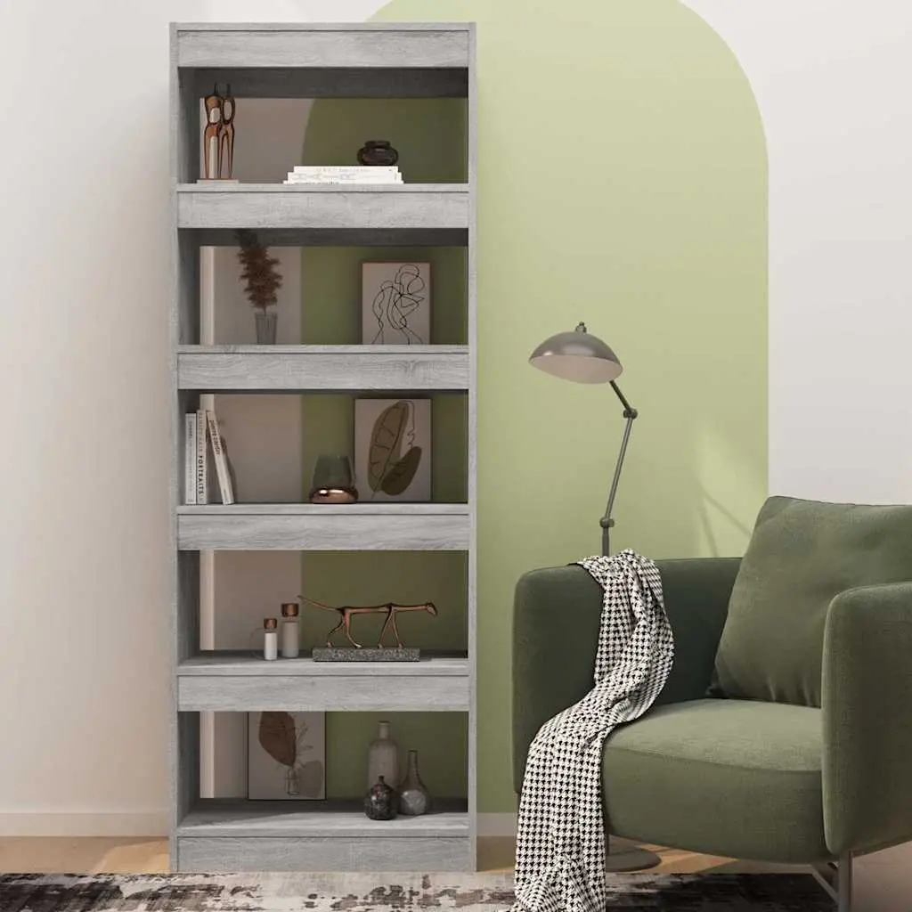 Book Cabinet Room Divider Engineered Wood 60x30x166cm Grey Sonoma