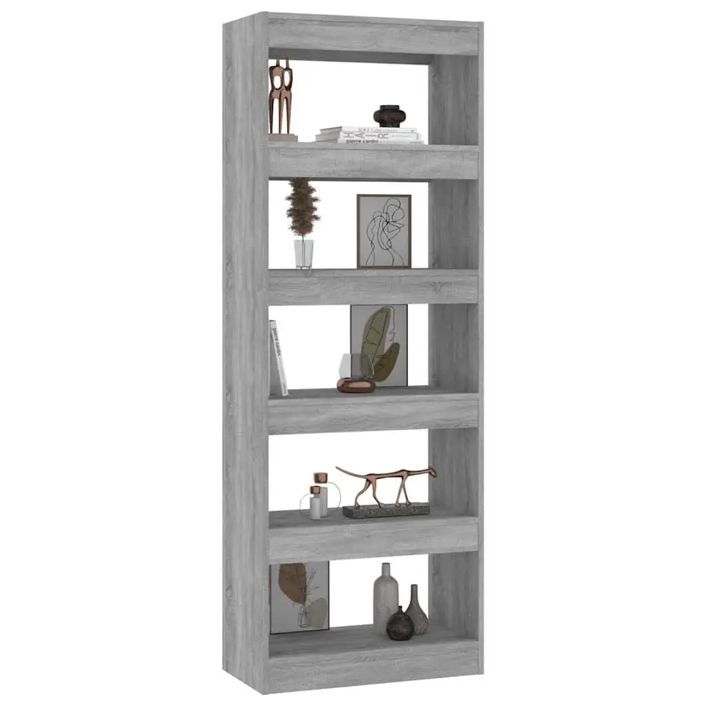 Book Cabinet Room Divider Engineered Wood 60x30x166cm Grey Sonoma