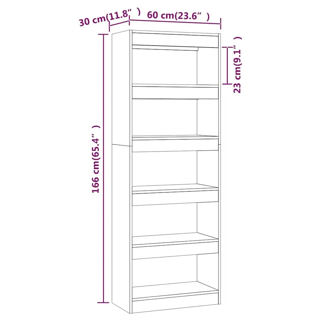 Book Cabinet Room Divider Engineered Wood 60x30x166cm Grey Sonoma