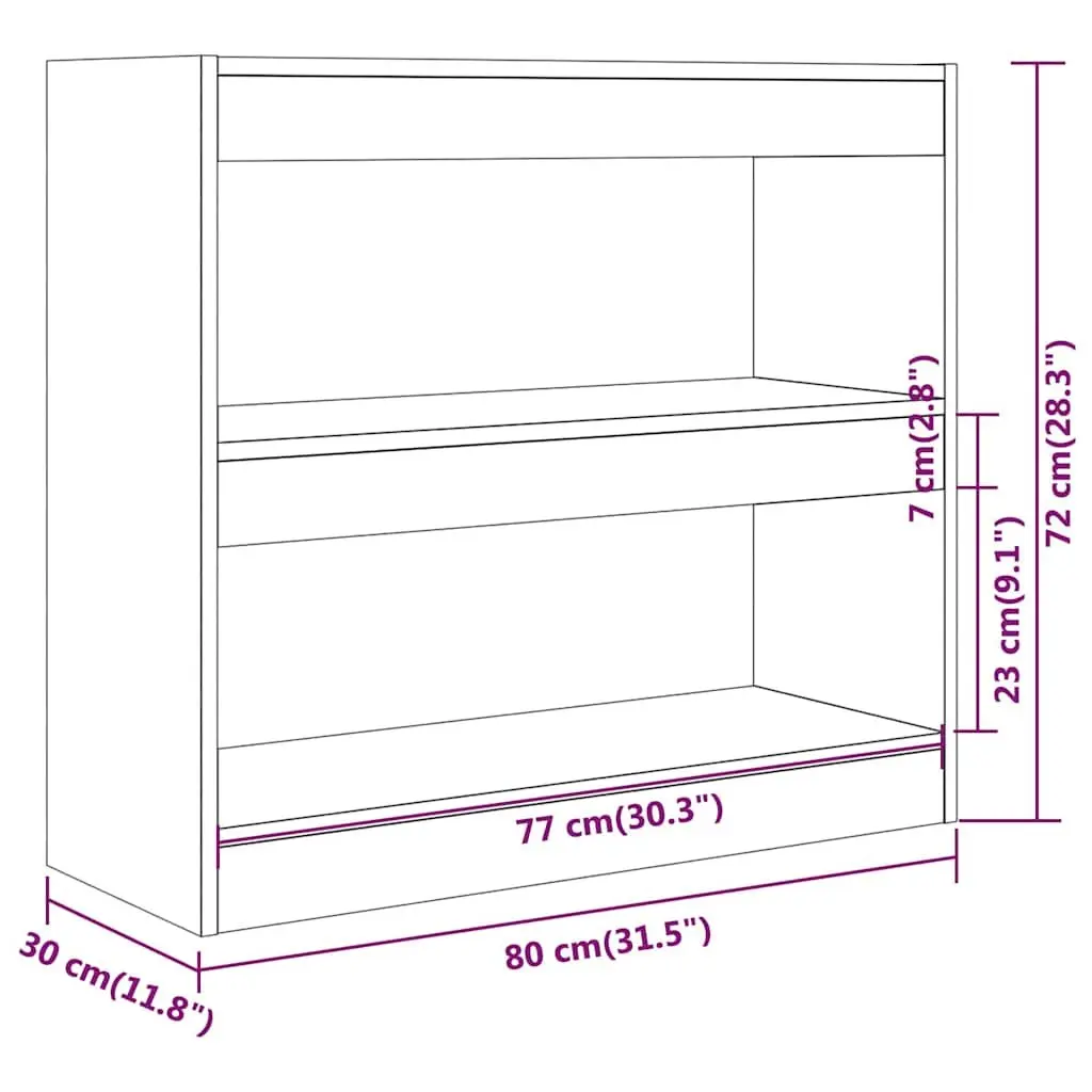 Book Cabinet Engineered Wood 80x30x72cm Grey Shelving Unit Storage Bookcase