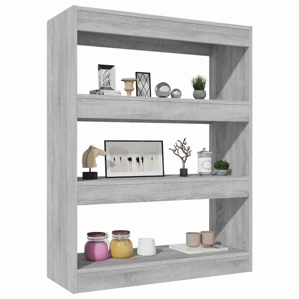Book Cabinet Wooden Shelving Storage Unit 80x30x103cm Grey Sonoma