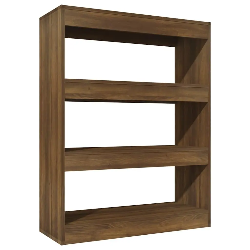 Book Cabinet Engineered Wood 80cm Brown Oak Room Divider Storage Shelf Bookcase Organiser Stand