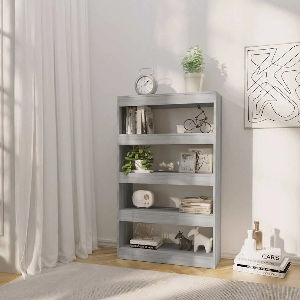 Book Cabinet Wooden 80x30x135cm Grey Room Divider Shelving Storage Bookcase