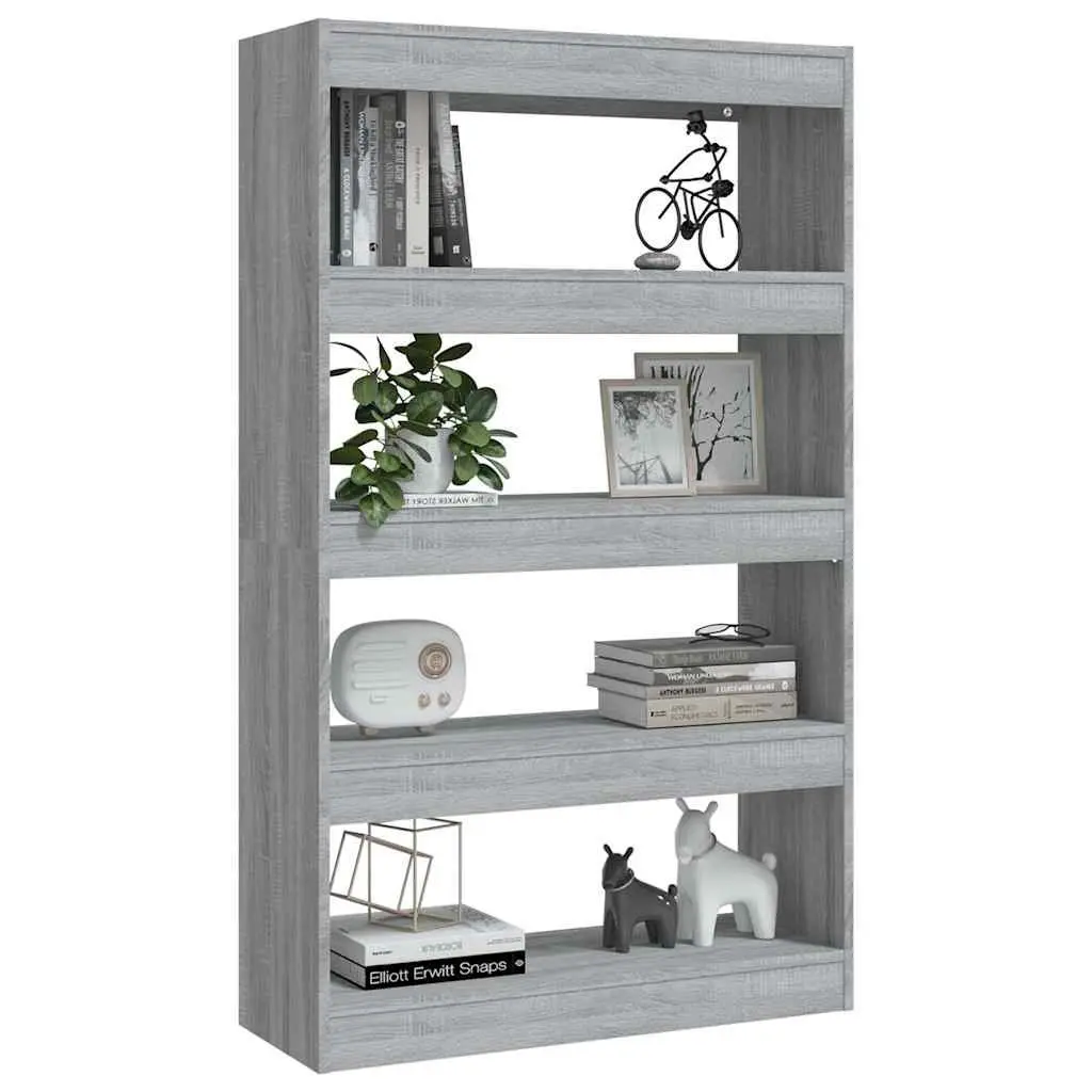 Book Cabinet Wooden 80x30x135cm Grey Room Divider Shelving Storage Bookcase