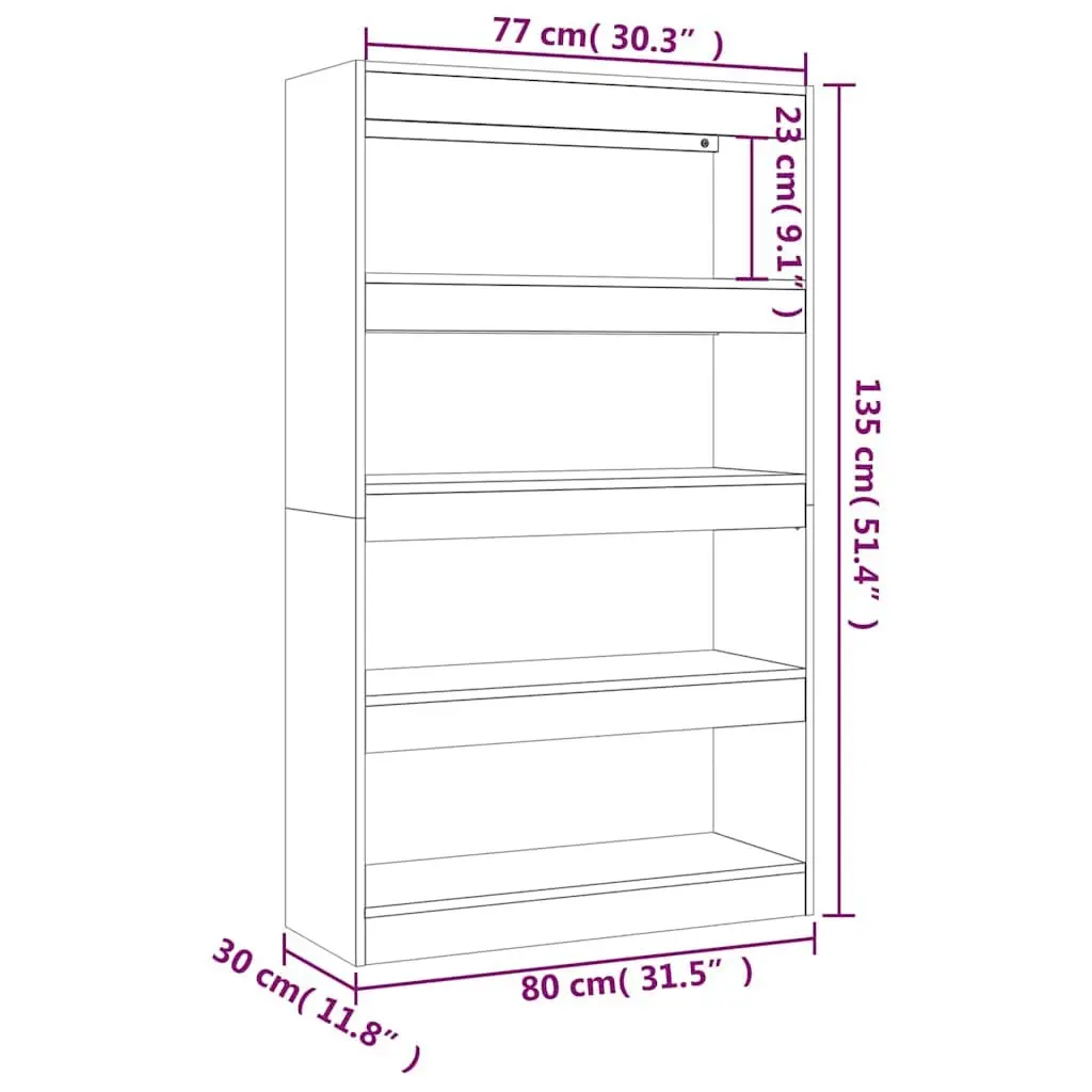 Book Cabinet Wooden 80x30x135cm Grey Room Divider Shelving Storage Bookcase