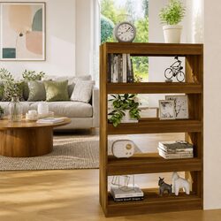 Functional Room Divider Book Cabinet Brown Oak 80x30x135cm