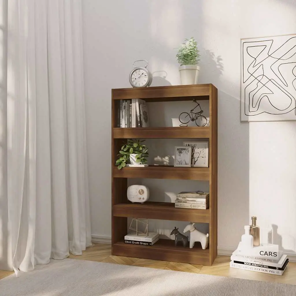 Room Divider Book Cabinet Brown Oak 80x30x135cm