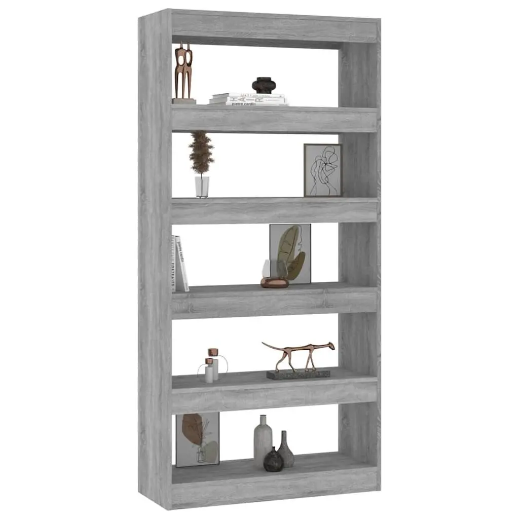 Book Cabinet Room Divider Grey Sonoma 80x30x166cm Engineered Wood Shelving