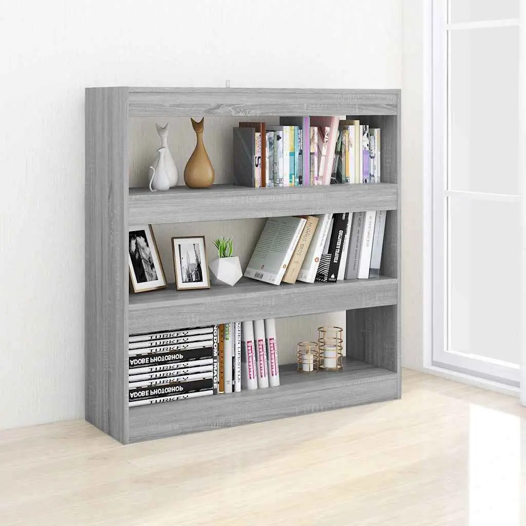 Open Shelving Unit Grey Sonoma Book Cabinet Storage Organiser 100x30x103cm Room Divider