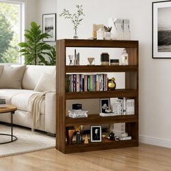 Book Cabinet Room Divider Brown Oak Shelving Unit Storage Bookcase Organiser