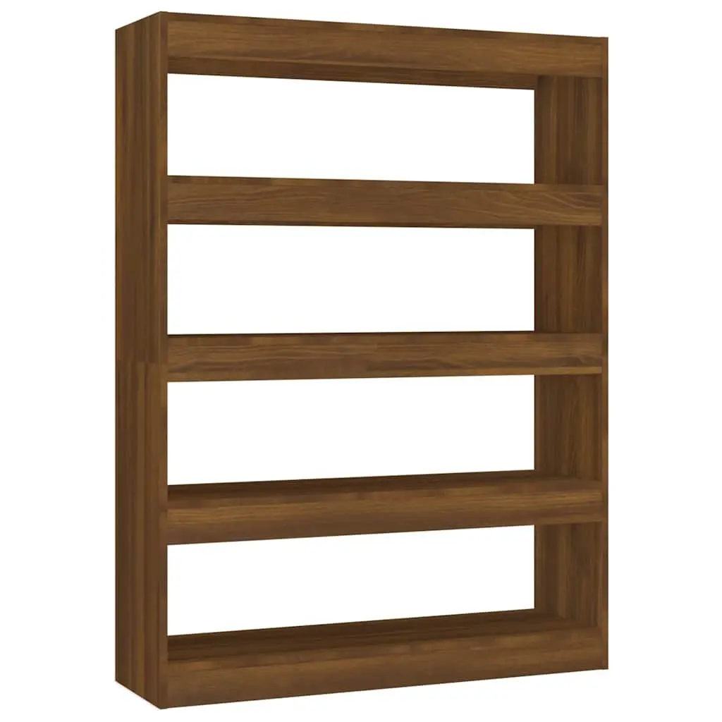 Brown Oak Bookcase Storage Unit Shelving Room Divider 100cm Wide 30cm Deep 135cm High