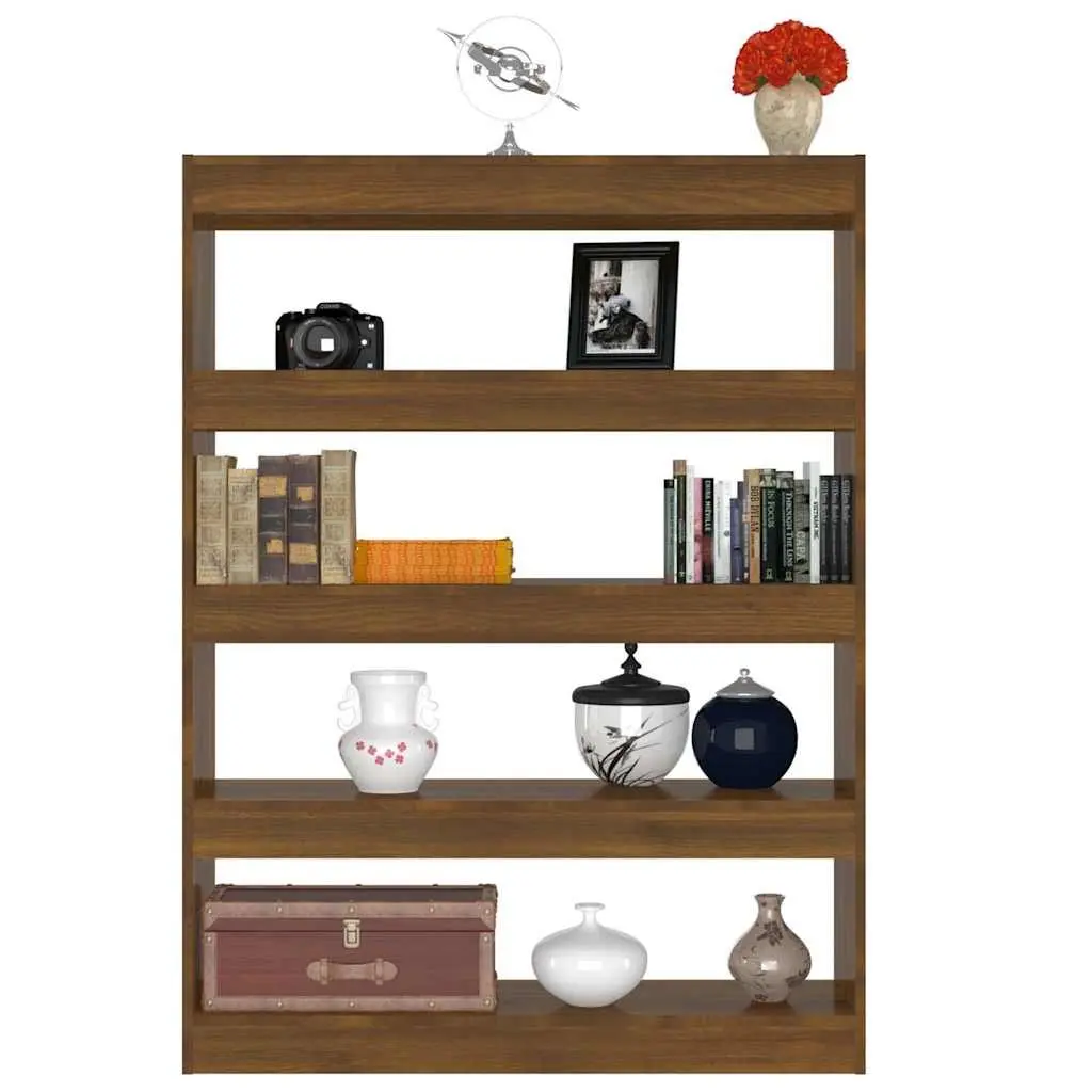 Brown Oak Bookcase Storage Unit Shelving Room Divider 100cm Wide 30cm Deep 135cm High