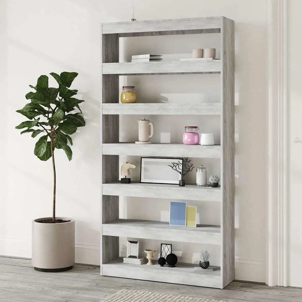 Book Cabinet Wooden Grey 100W x 30D x 198H cm Storage Organizer Room Divider