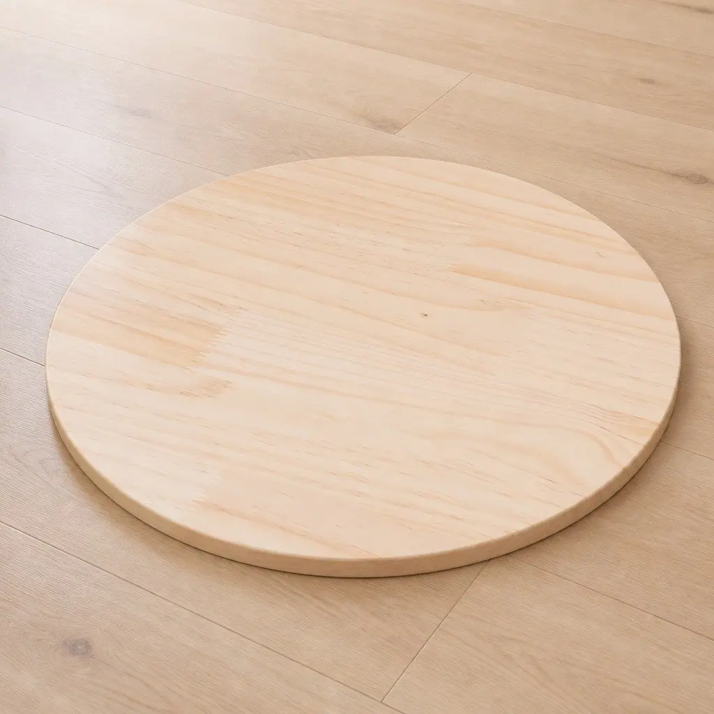 Round Solid Pinewood Table Top 50cm Brown Indoor Dining Coffee Table Surface