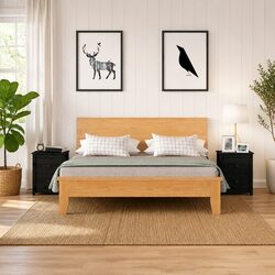 Practical Black Solid Pine Nightstands for Any Room - 2 Pcs