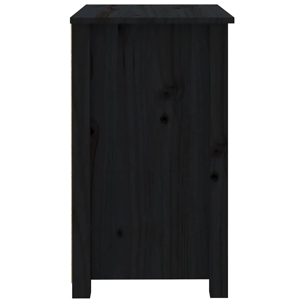 Bedside Tables Solid Pine Wood Black 2 Piece Nightstand with Drawer Storage