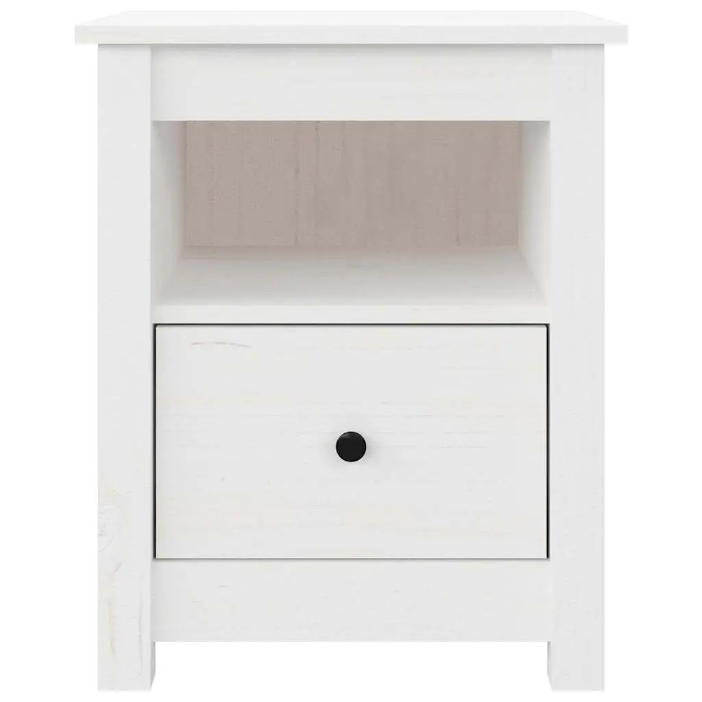 Bedside Cabinet Solid Pine Wood 40 x 35 x 49 cm White