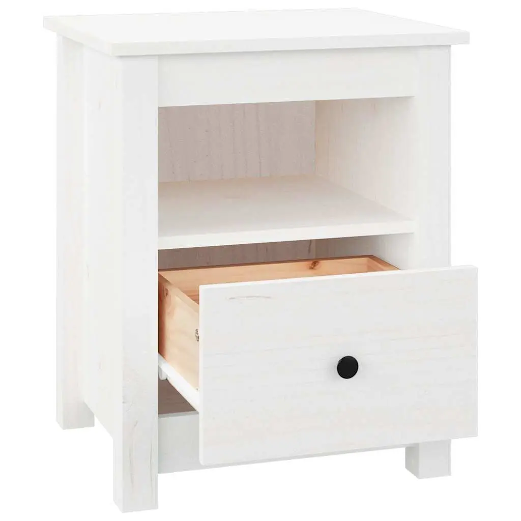 Bedside Cabinet Solid Pine Wood 40 x 35 x 49 cm White