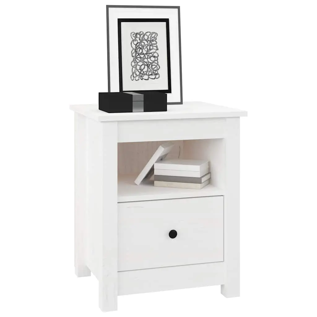 Bedside Cabinet Solid Pine Wood 40 x 35 x 49 cm White