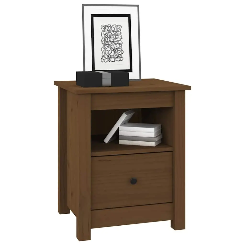 Bedside Cabinet Solid Wood Pine 40 x 35 x 49 cm Brown Nightstand Storage Drawer Furniture