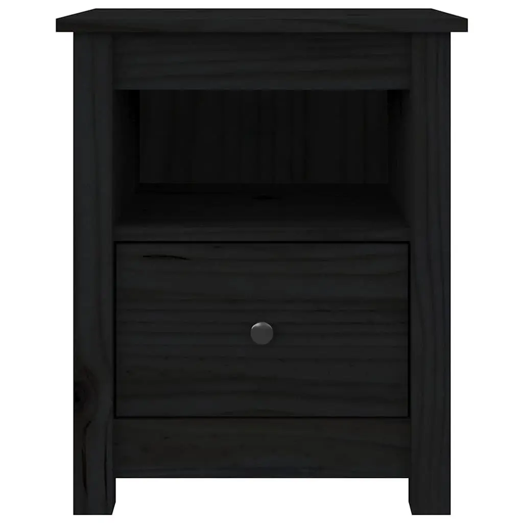 Bedside Cabinets 2 pcs Black 40x35x49 cm Solid Wood Pine Nightstand Drawer