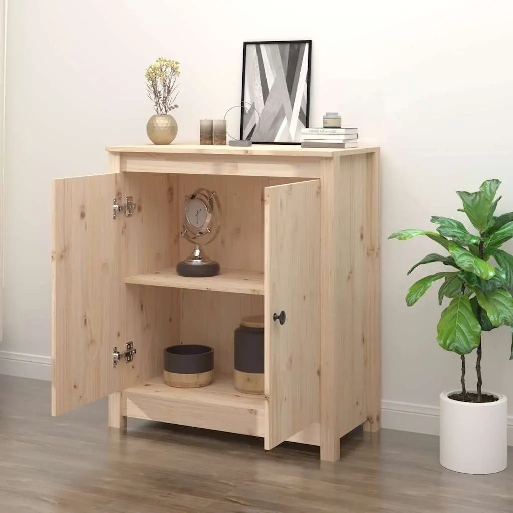 Solid Wood Pine Sideboard Storage Cabinet 70x35x80cm Brown