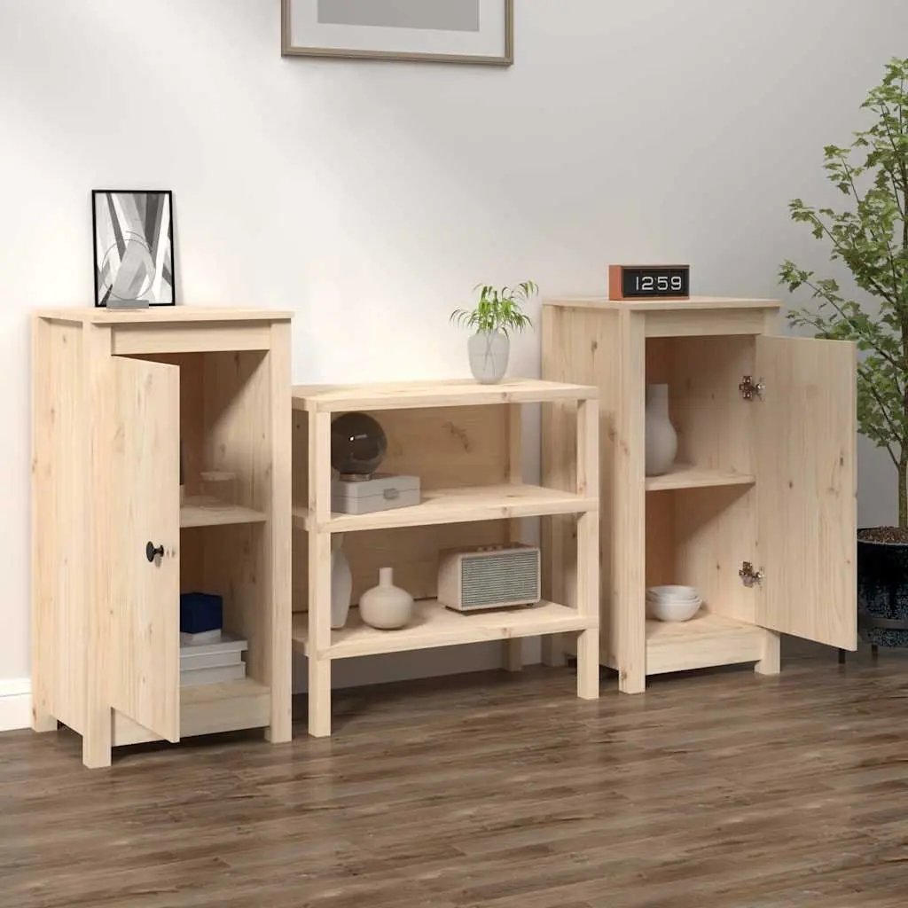 Solid Wood Sideboards 2 Pieces Brown Storage Cabinet Cupboard Furniture