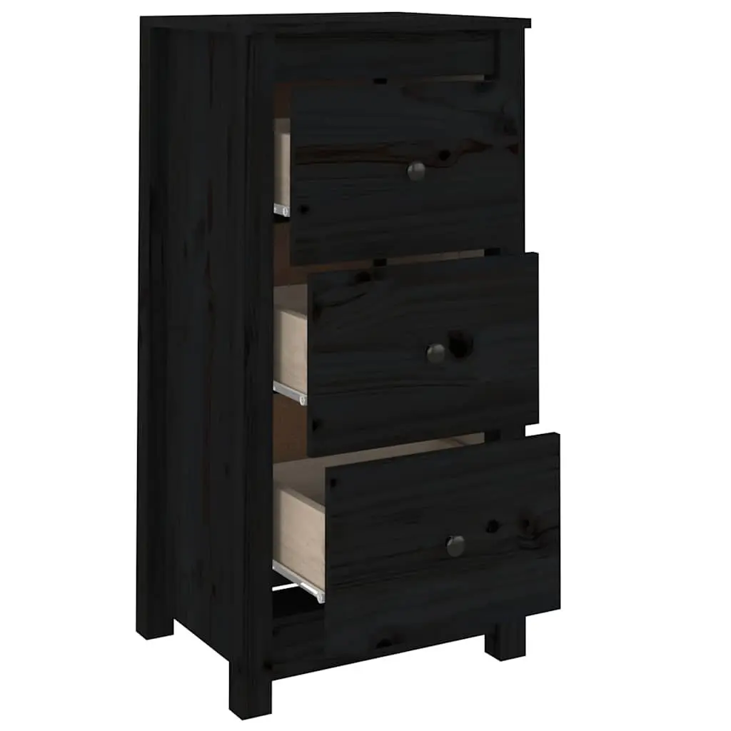 Solid Wood Pine Sideboard Black Storage Cabinet Living Room Furniture 40x35x80cm