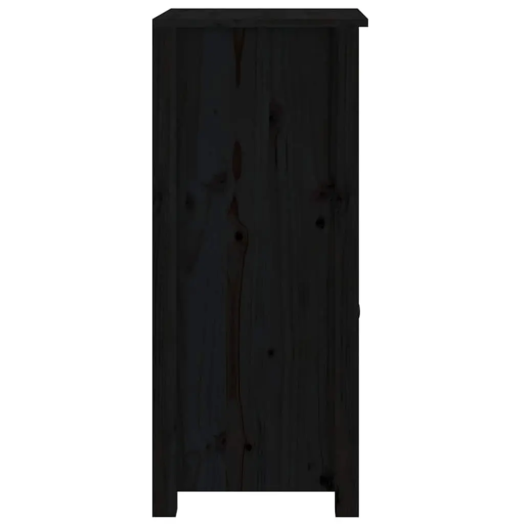 Solid Wood Pine Sideboards Black 40cm W x 35cm D x 80cm H Set of 2