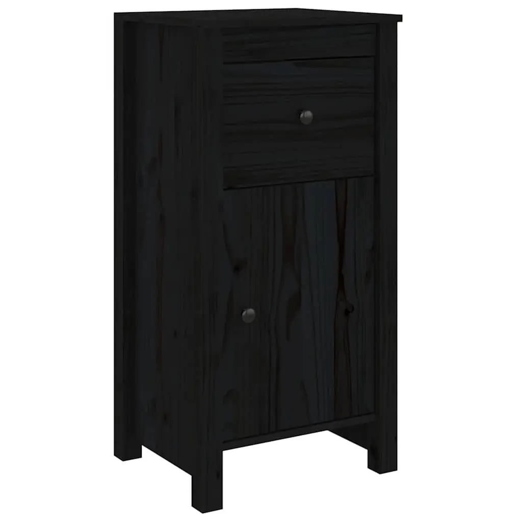 Solid Wood Pine Sideboards Black 40cm W x 35cm D x 80cm H Set of 2