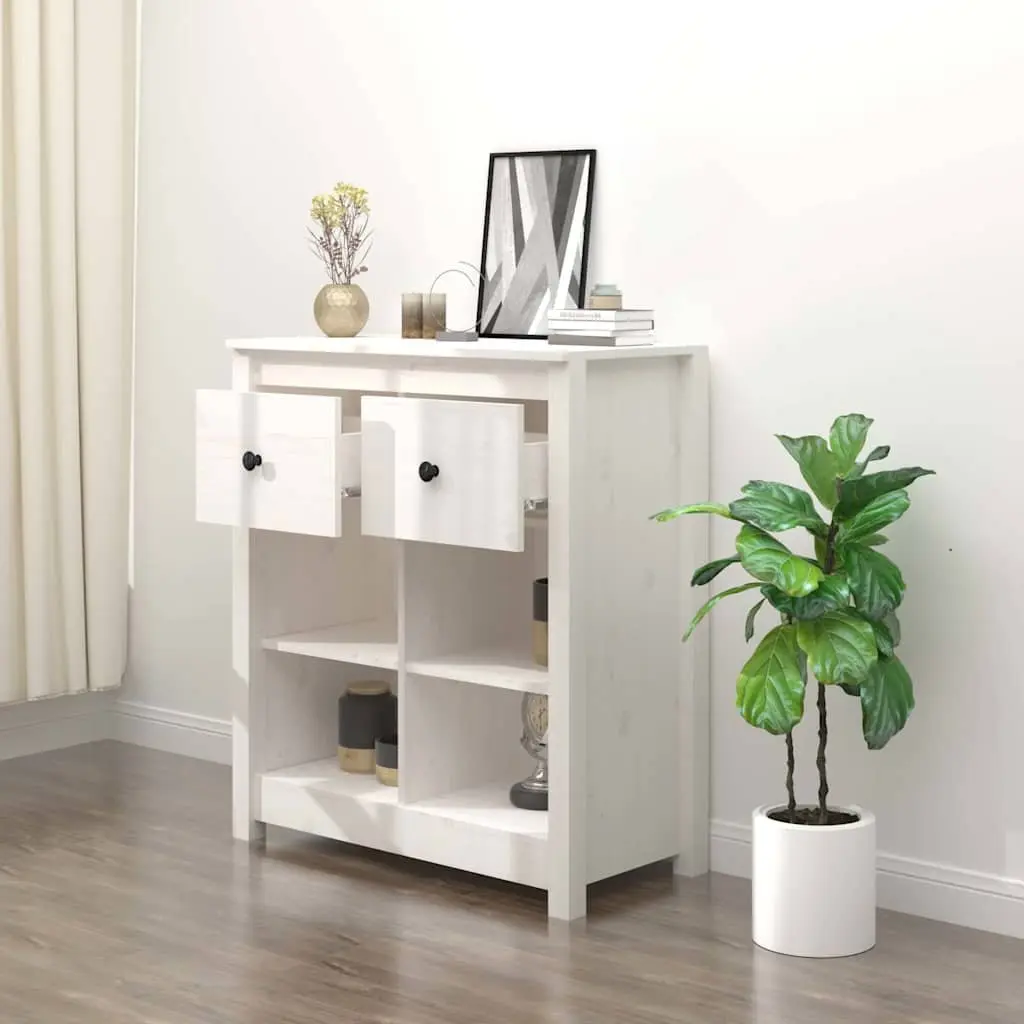Sideboard White 70x35x80 cm Storage Cabinet 2 Drawers 4 Compartments