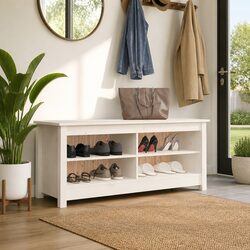 Functional White Shoe Bench for Home Organization