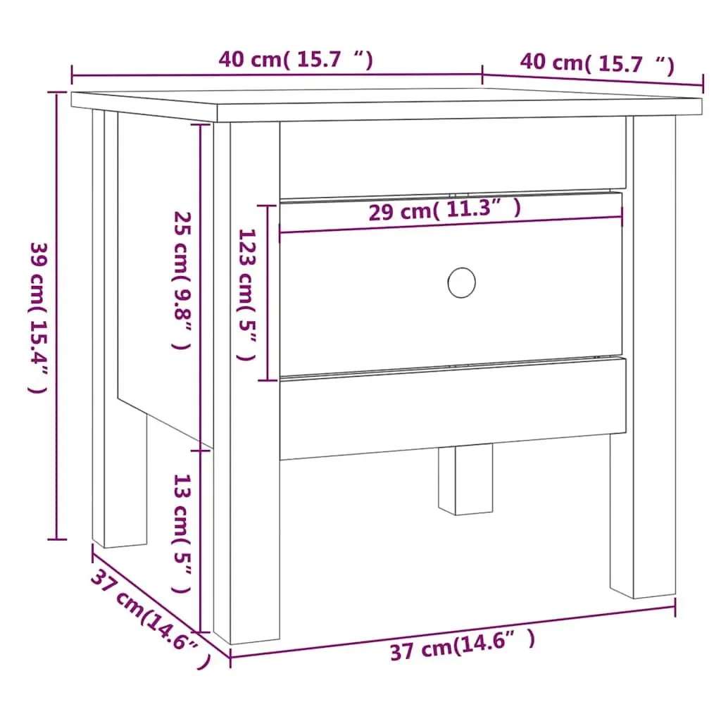 Solid Wood Pine Side Tables Brown 40x40x39 cm with Drawer 2 Pieces
