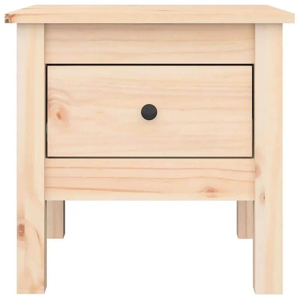 Solid Wood Pine Side Tables Brown 40x40x39 cm with Drawer 2 Pieces