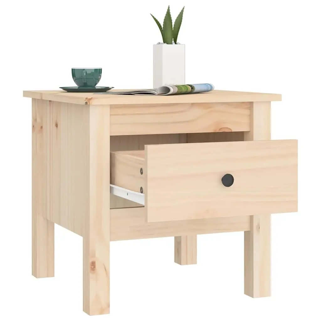 Solid Wood Pine Side Tables Brown 40x40x39 cm with Drawer 2 Pieces
