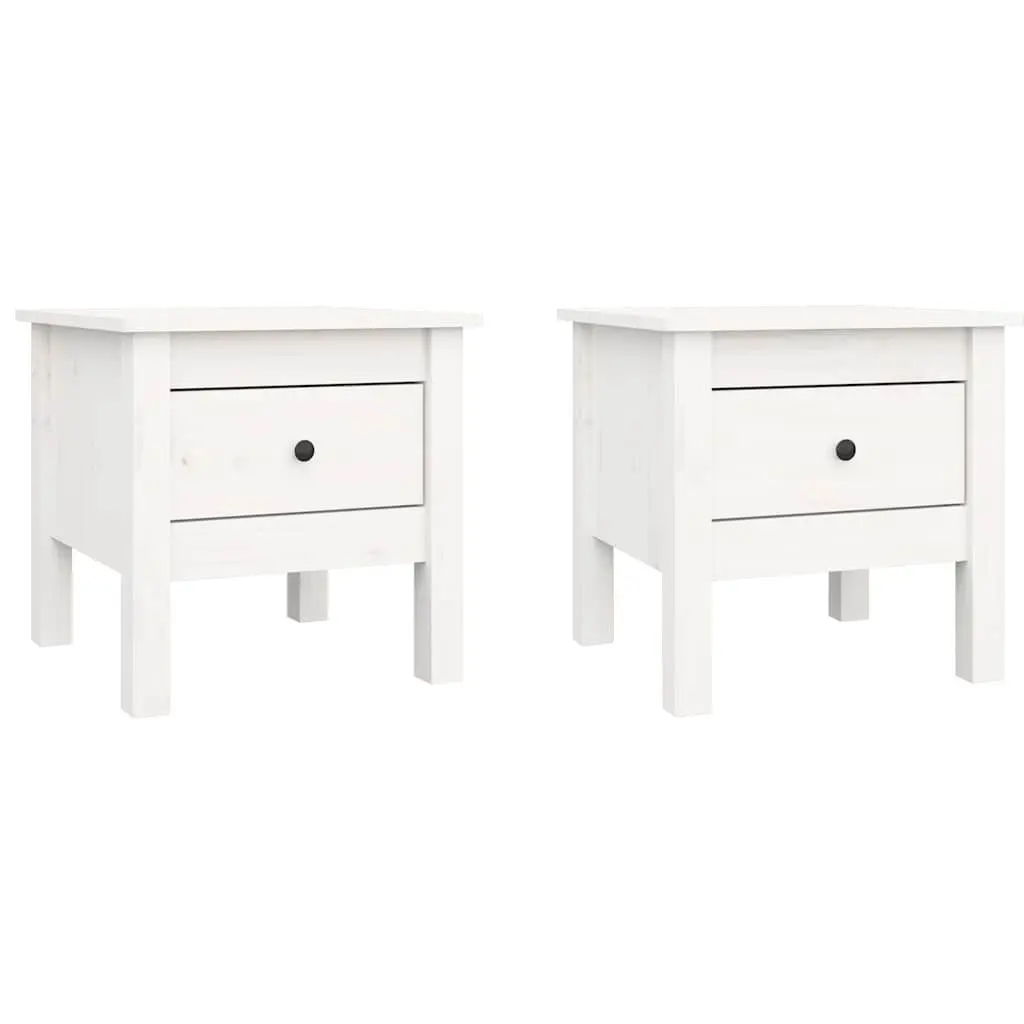 Side Tables Solid Wood Pine 40x40x39 cm White 2 Piece