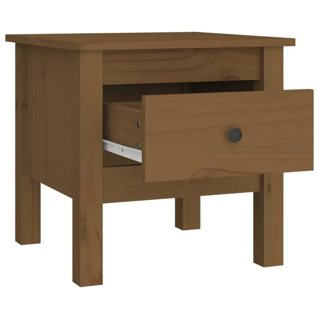 End Tables Solid Pine Wood 2 Piece Honey Brown Bedside Side Tables Living Room