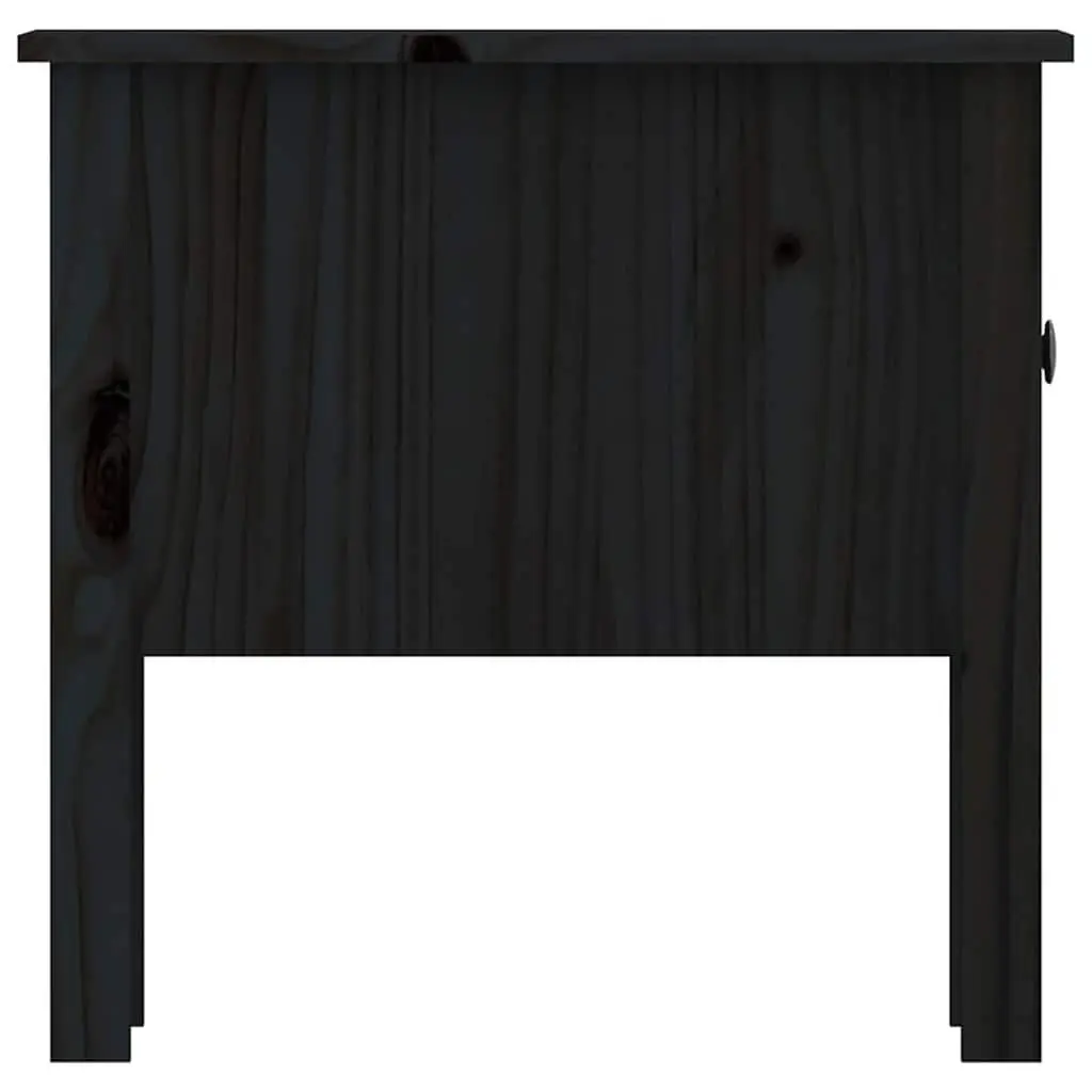 Black Bedside Tables Solid Pine Wood 50x50x49 cm 2 Piece with Drawer Storage