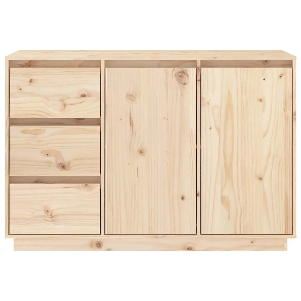 Brown Solid Pine Sideboard Storage Cabinet 2 Doors 3 Drawers for Bedroom and Living Room
