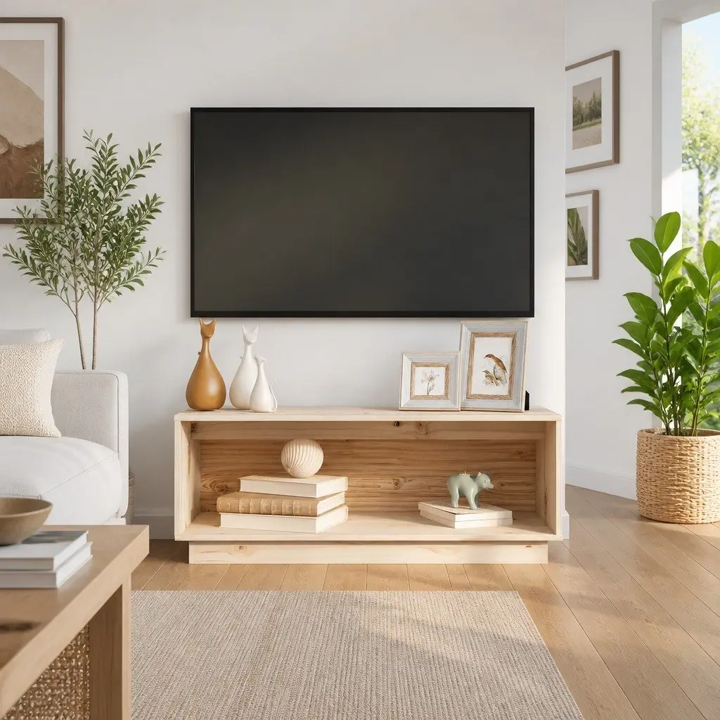Pine Wood TV Cabinet Brown 90x35x35 cm Living Room Storage Unit