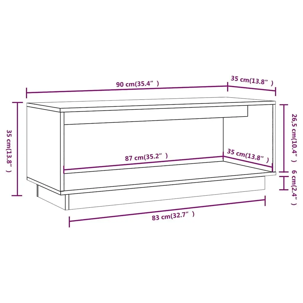 Pine Wood TV Cabinet Brown 90x35x35 cm Living Room Storage Unit
