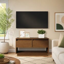 A Practical Honey Brown TV Cabinet for Your Living Room