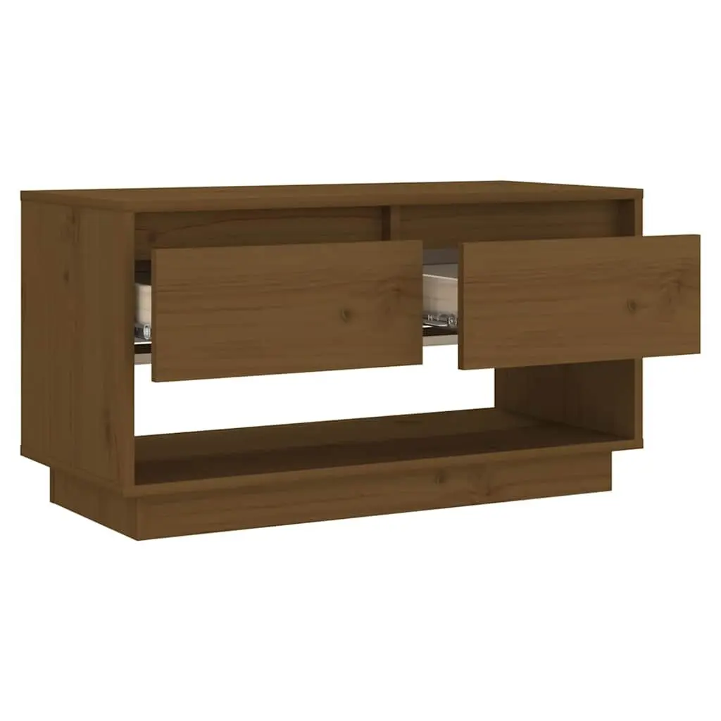 Solid Wood Pine TV Cabinet Honey Brown with Drawers