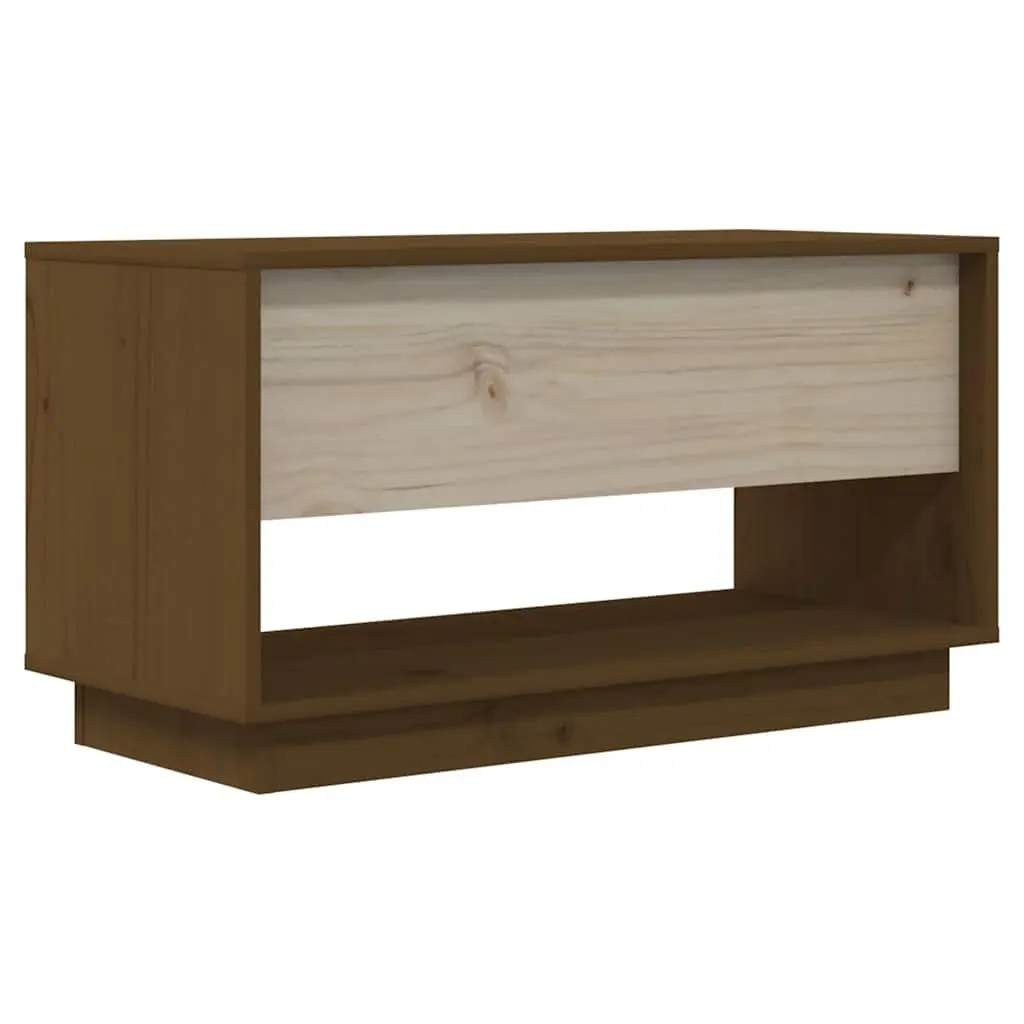 Solid Wood Pine TV Cabinet Honey Brown with Drawers