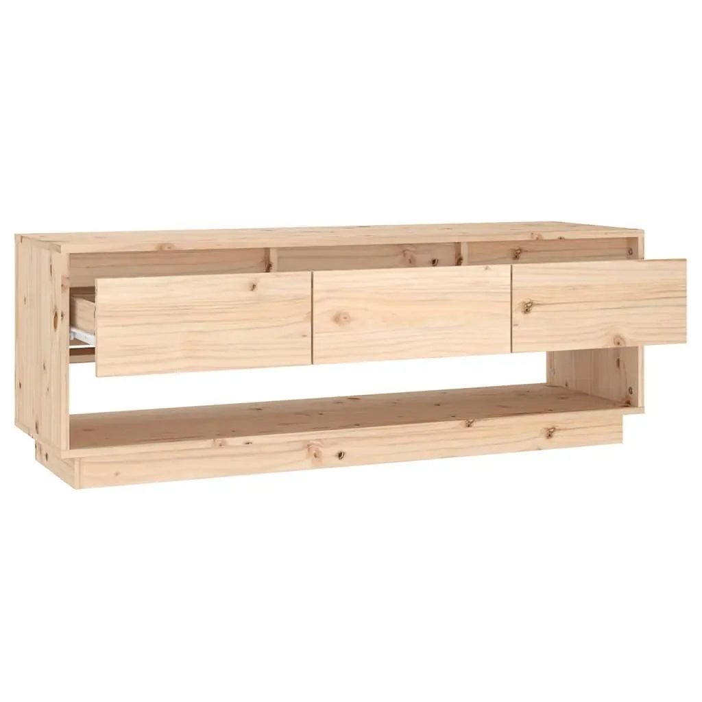 TV Cabinet 110.5x34x40 cm Solid Pine Wood With Drawers Storage Unit Brown