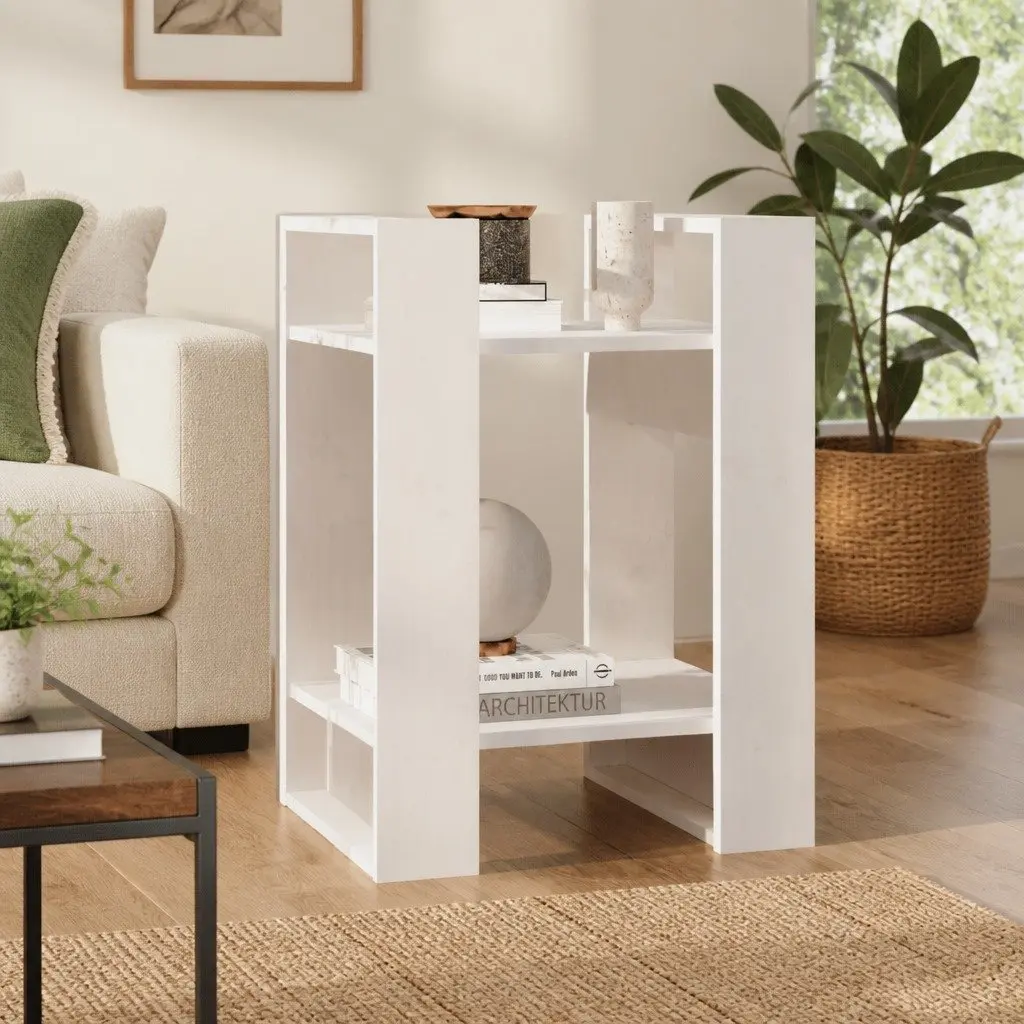 Book Cabinet Room Divider Solid Pine Wood 41W x 35D x 57H cm White